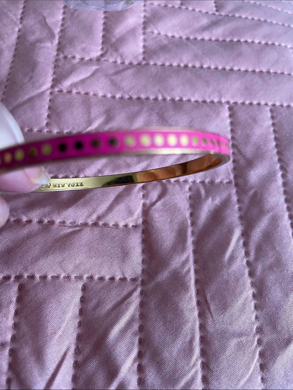 Kate Spade  Pink Gold-Tone Women’s Bangle Has Scratches on around edges - Picture 3 of 6